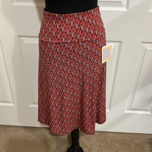 LuLaRoe S Red Geometric A-Line Azure Skirt